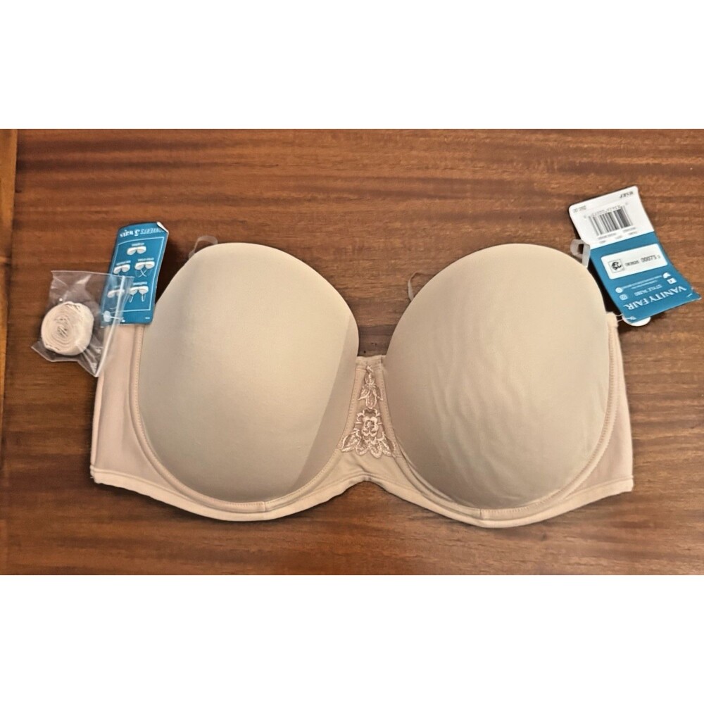 Vanity Fair Beauty Back Strapless Underwire Bra 40D Rose Beige 74380 NWT‎